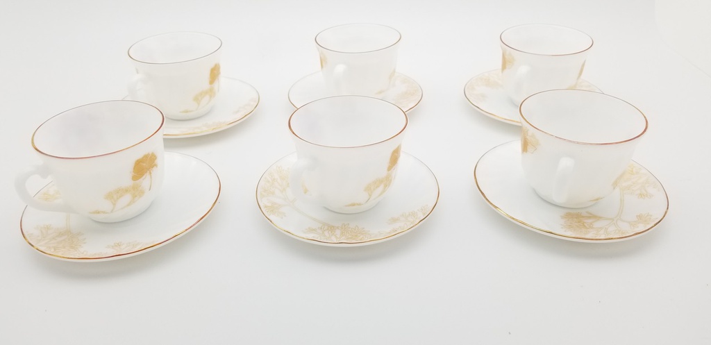 Cup & Saucer Set Glass Tea Coffee Cup Glass Saucer 12 Piece Cup & Saucer Set