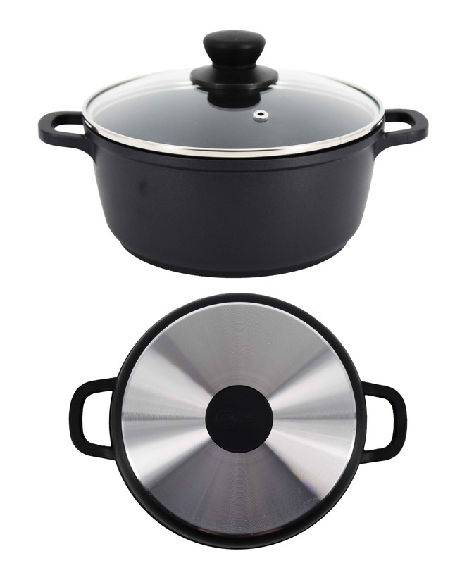 Wholesale Dutch Oven W/ Glass Lid- 3qt- Black BLACK